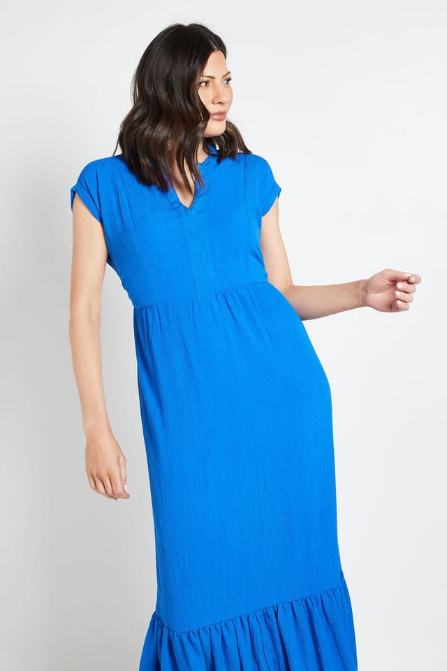 Wallis Wallis Women's Cheesecloth Collarless Maxi Dress in Blue - 2