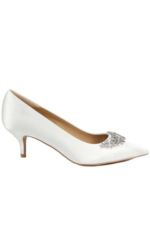 Jones Bootmaker Jones Bootmaker Women's Ysobel Jewelled Occasion Court Shoes in Ivory - 2