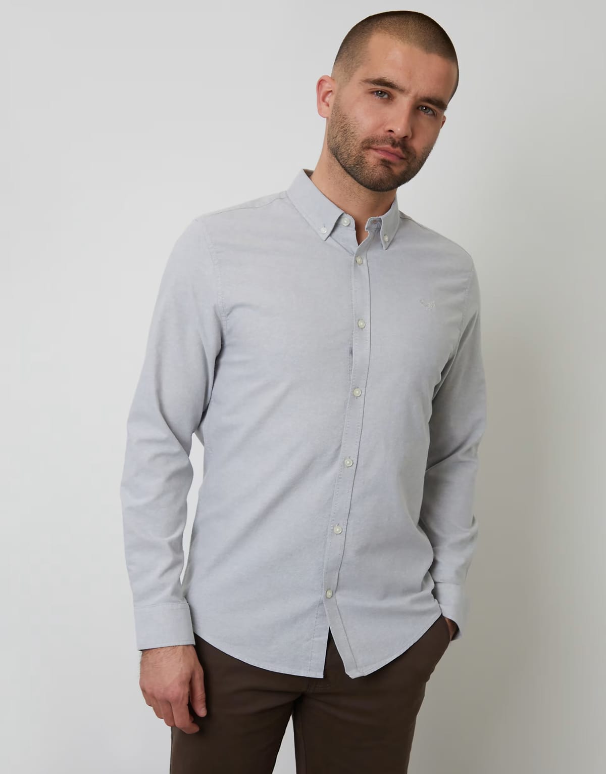 ASOS Threadbare Oxford cotton slim fit long sleeve shirt in pale green - 1