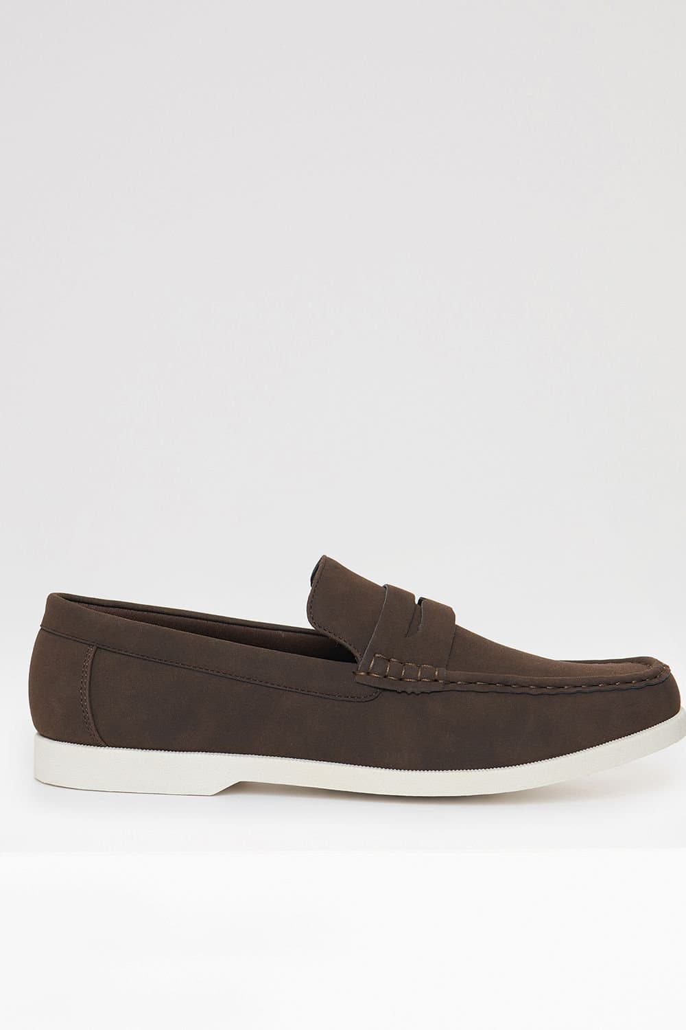 Threadbare Threadbare Men's Faux Suede Penny Loafers in Chocolate