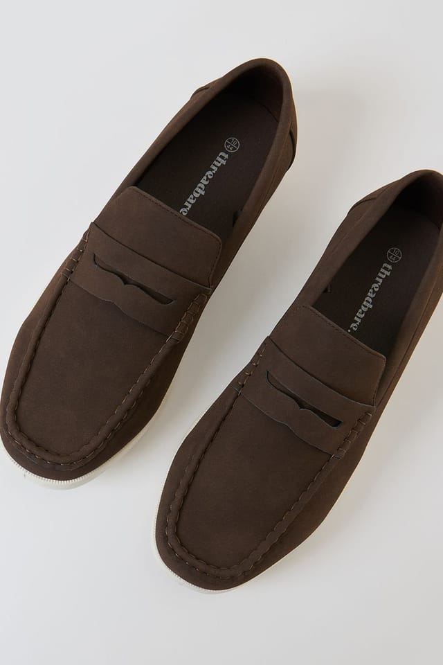 Threadbare Threadbare Men's Faux Suede Penny Loafers in Chocolate - 3