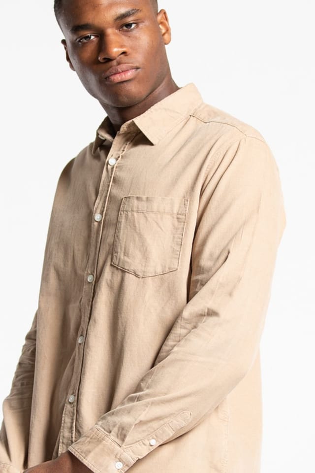 Tokyo Laundry Tokyo Laundry Men's Cotton Long Sleeve Corduroy Shirt in Light Sand - 2