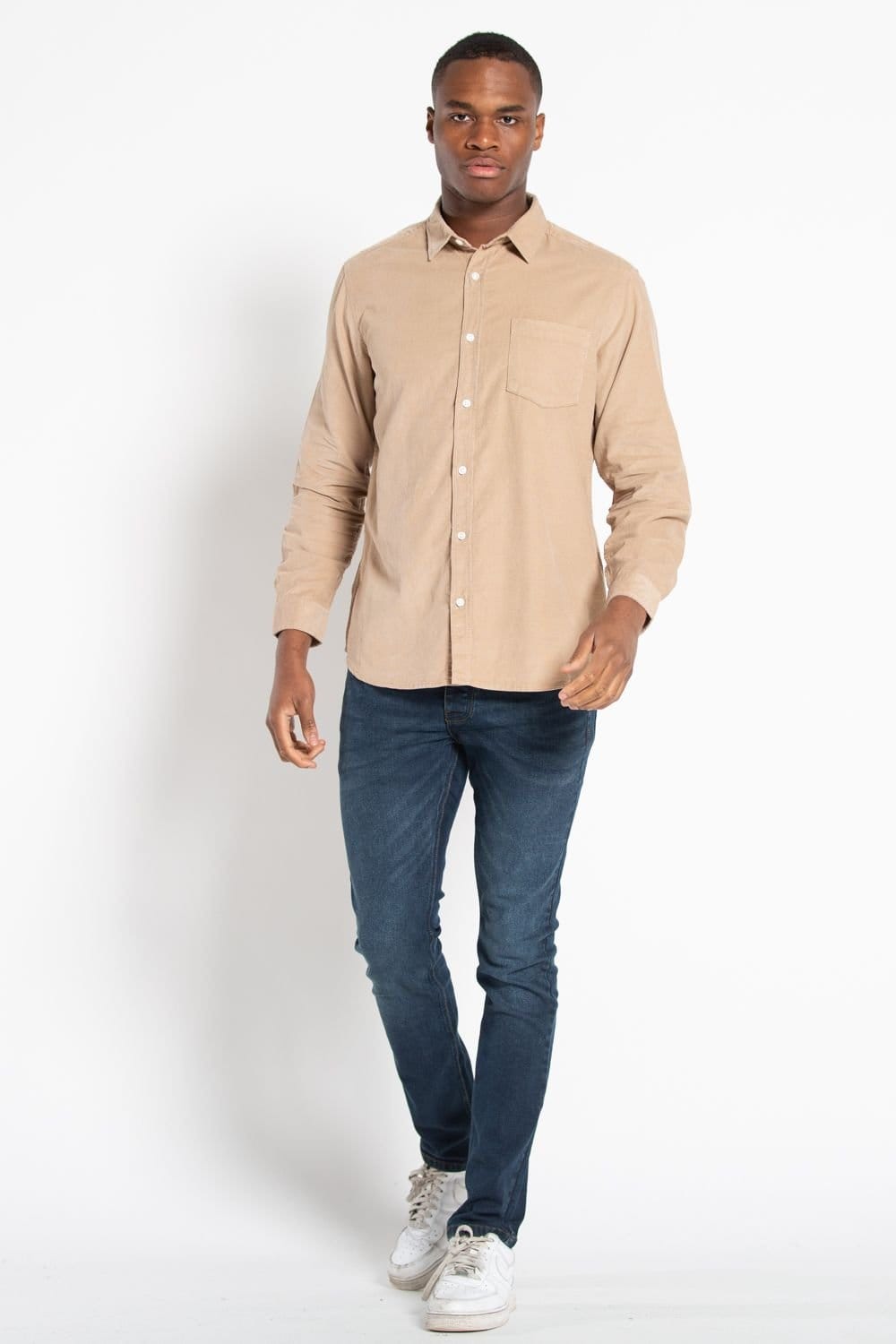 Tokyo Laundry Tokyo Laundry Men's Cotton Long Sleeve Corduroy Shirt in Light Sand - 4
