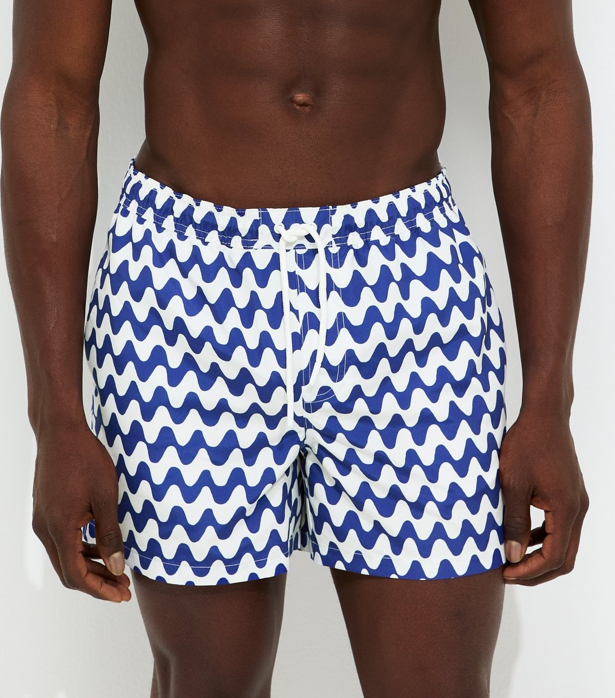 New Look Men's Blue Regular Wave Print Drawstring Swim Shorts New Look - 2