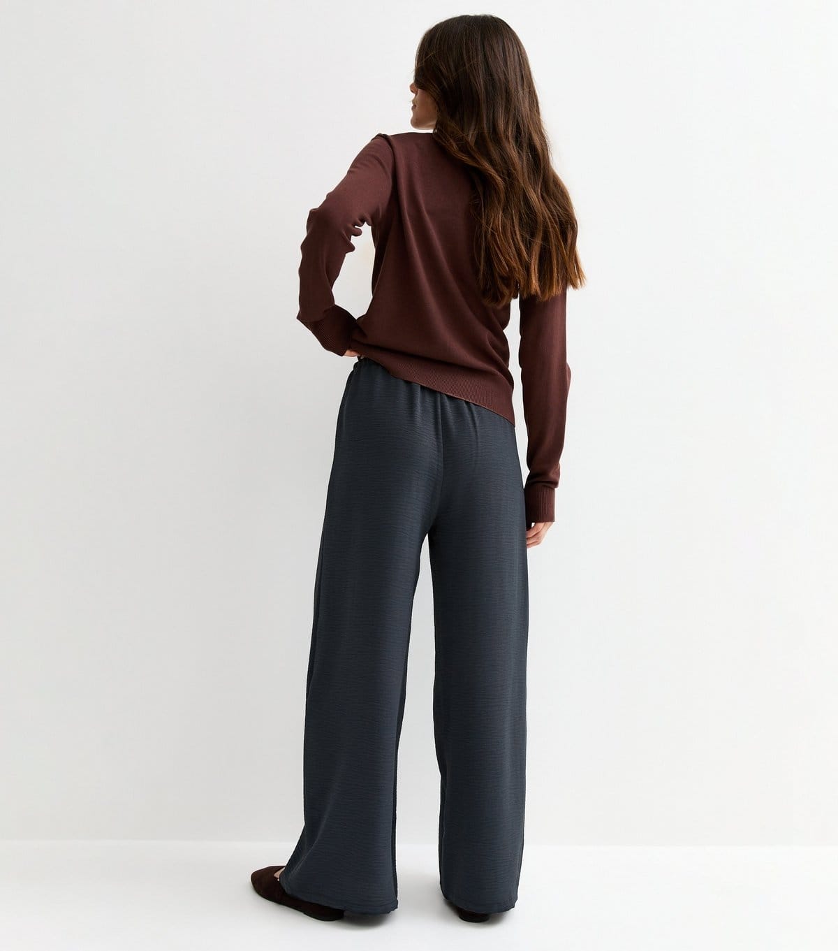 New Look Women's Petite Navy Drawstring Waist Wide Leg Trousers New Look - 4