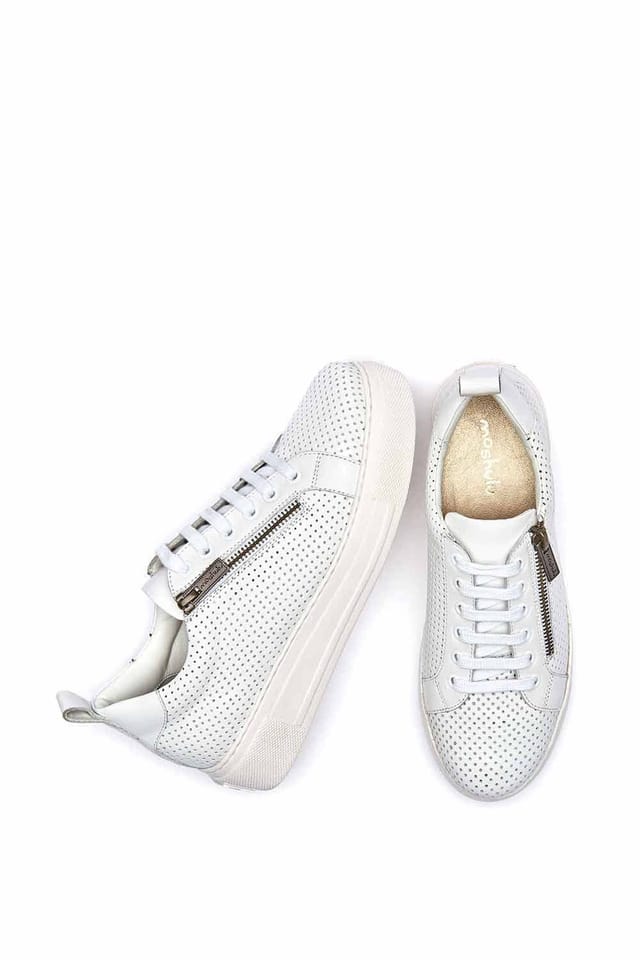 Moshulu Moshulu Women's 'Dawlish' Flatform Zip Trainers in White - 2