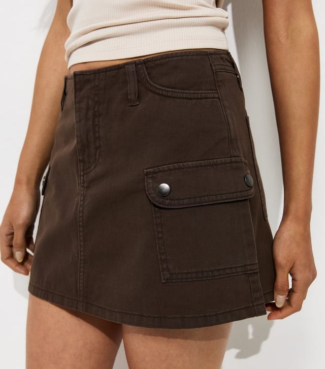 New Look Women's Dark Khaki Cotton Cargo Twill Mini Skirt New Look - 2