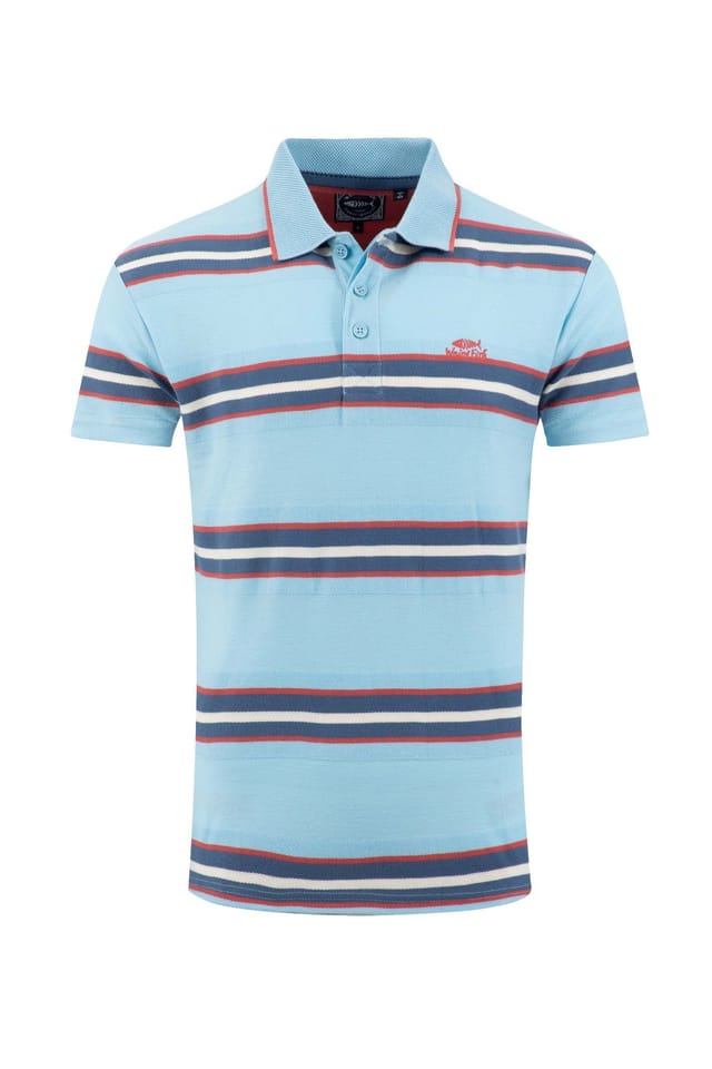 Weird Fish Weird Fish Men's Dent Block Stripe Polo Shirt in Light Blue - 2