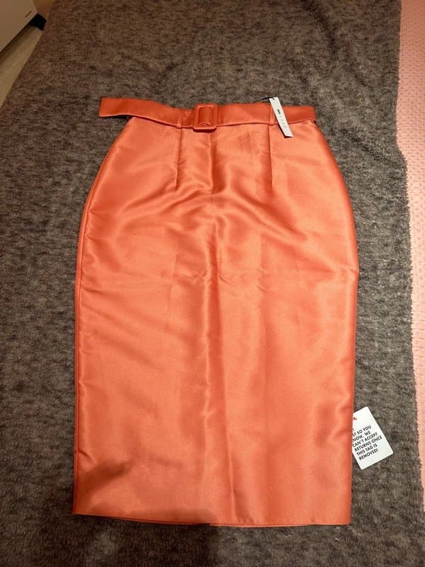 Asos luxe Asos LUXE orange coral silk look pencil skirt size 12