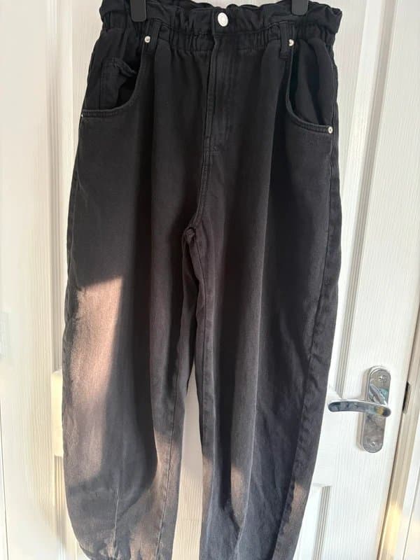 Bershka Bershka Black Paperbag Waist Mom Jeans UK 12 EUR 40