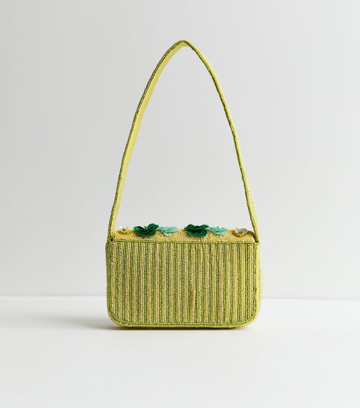 New Look Green Beaded Sequin Flower Shoulder Bag New Look - 4