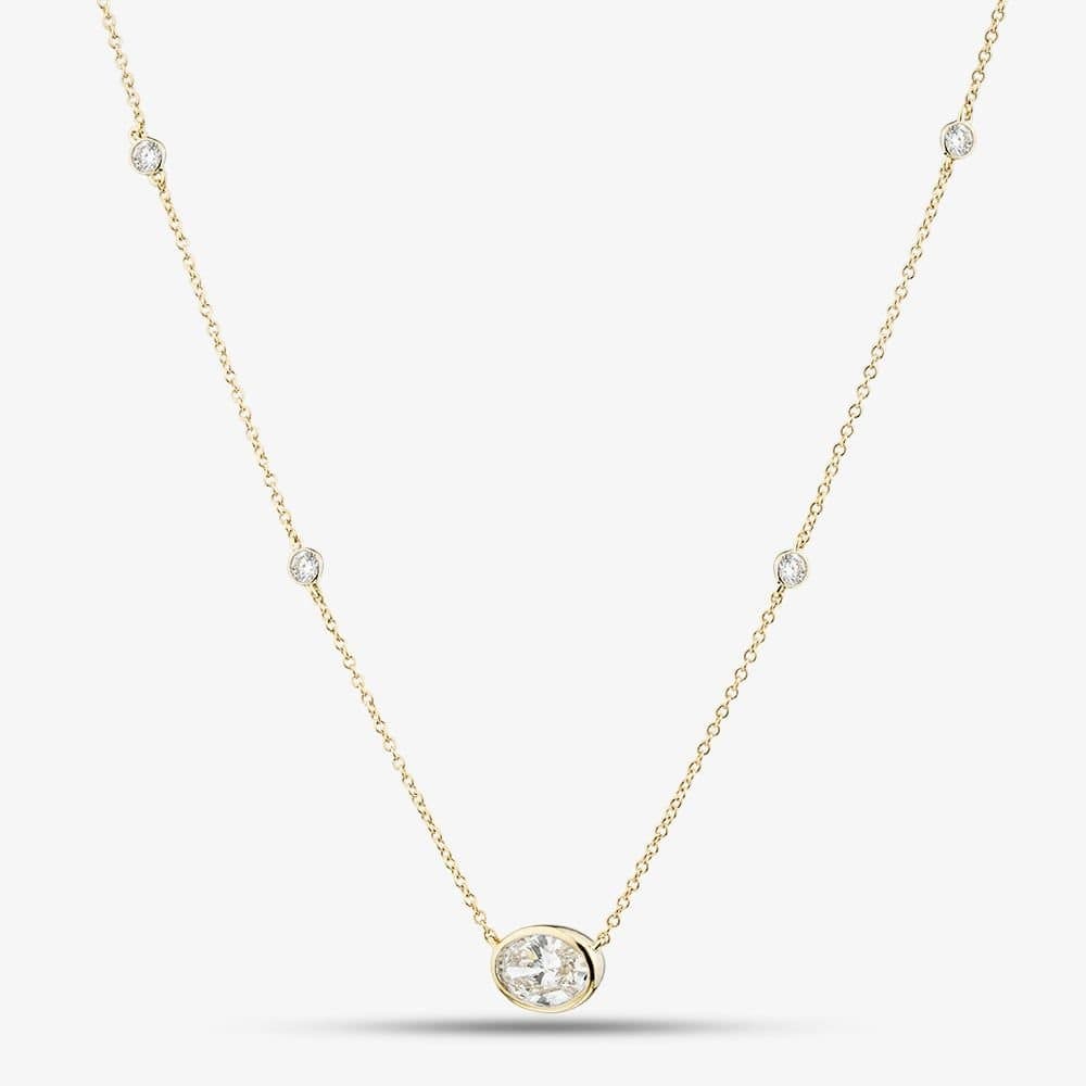T.H.Baker T.H.Baker Women's 9c Yellow Gold 1.25ct Oval Cut Diamond Necklace LGN48592-125SF (YG)