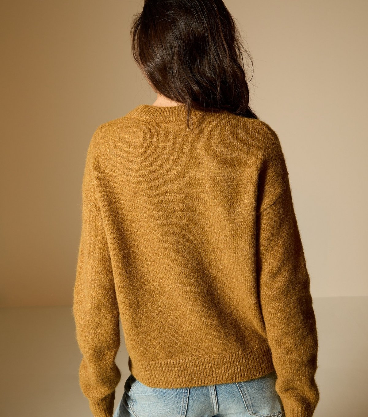 New Look Women's Dark Yellow Crew Neck Oversized Textured Knit Jumper New Look - 4