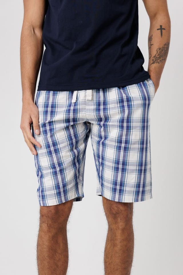Tokyo Laundry Tokyo Laundry Men's Crew Neck T-Shirt & Checked Shorts Pyjama Set in Navy - 3