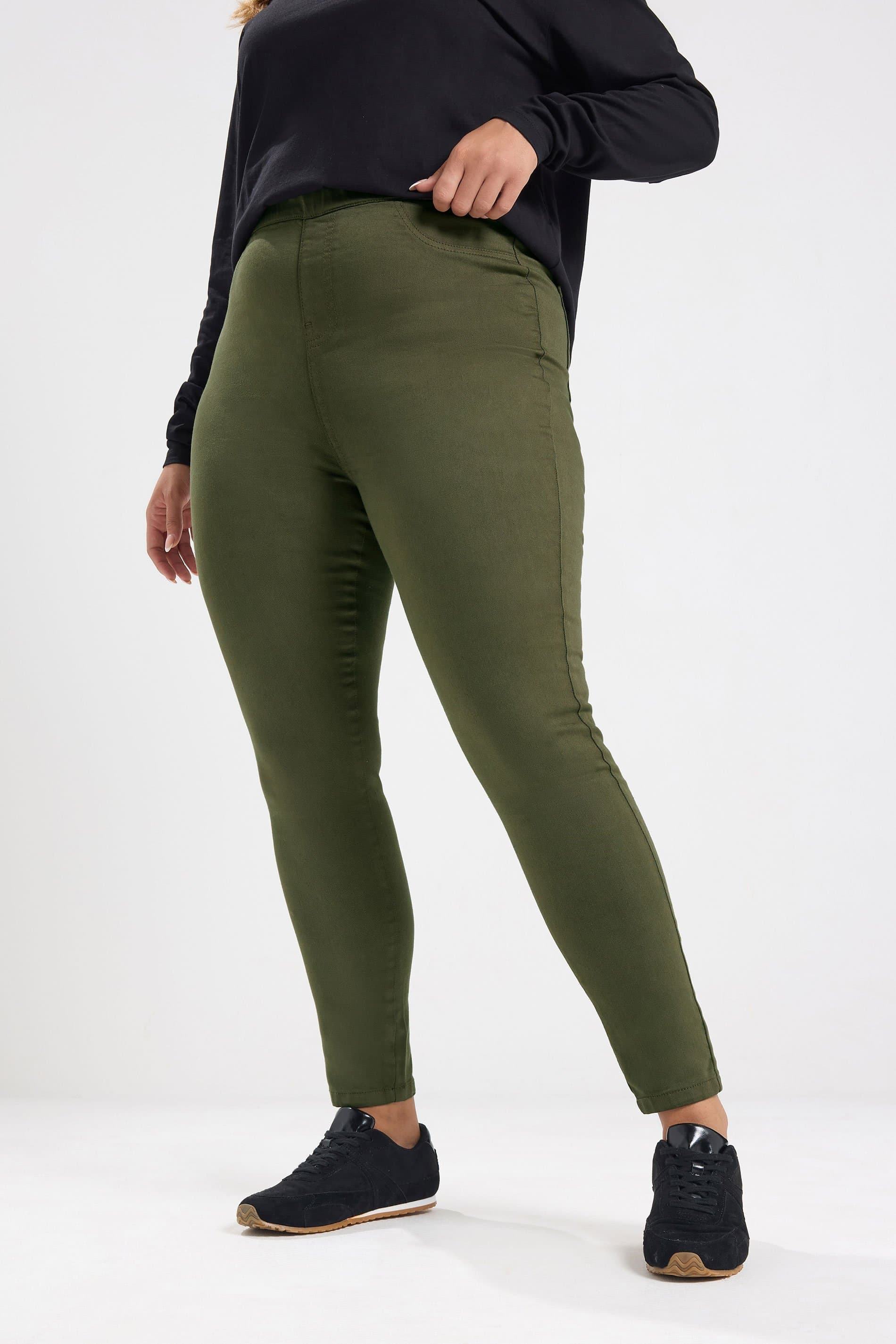 Yours Plus Size Olive Green Pull On Jenny Jeggings