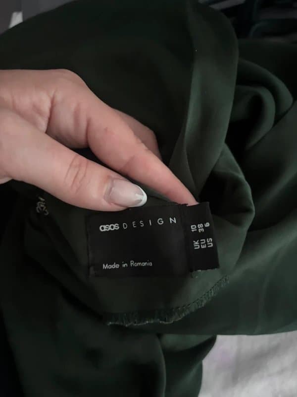 ASOS Design Dark green long sleeved mini dress