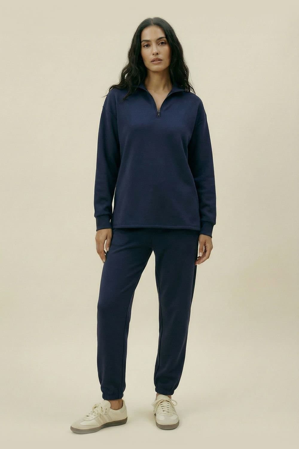 The Night Store The Night Store Women's Navy Funnel Neck Zip Lounge Trouser Set