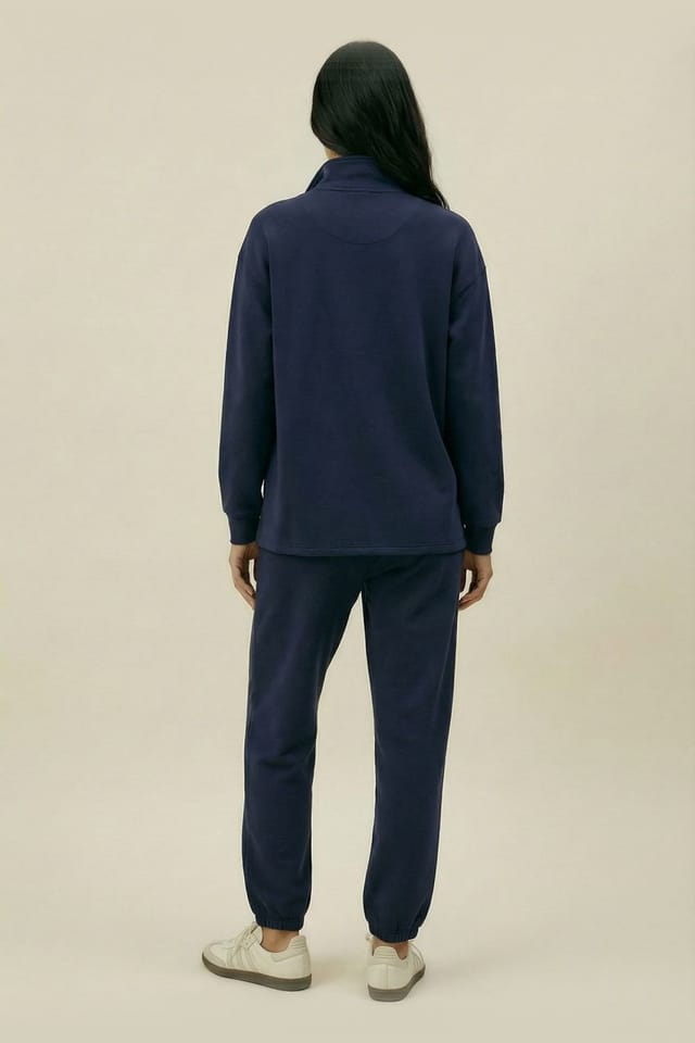 The Night Store The Night Store Women's Navy Funnel Neck Zip Lounge Trouser Set - 3