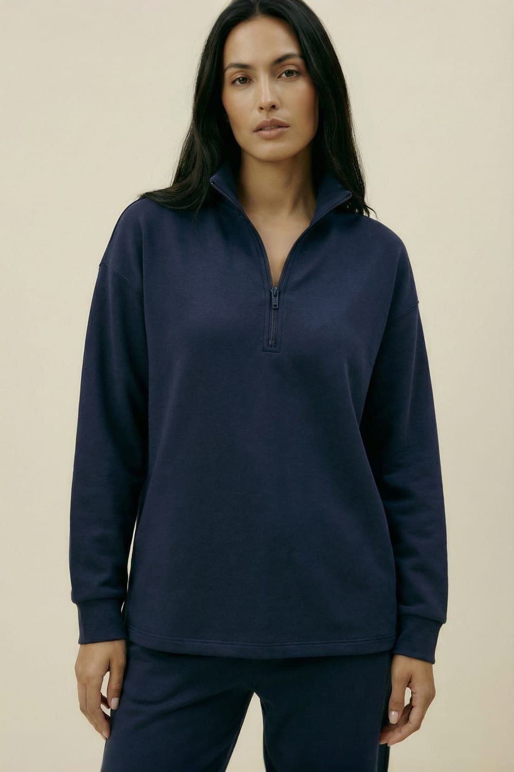 The Night Store The Night Store Women's Navy Funnel Neck Zip Lounge Trouser Set - 4