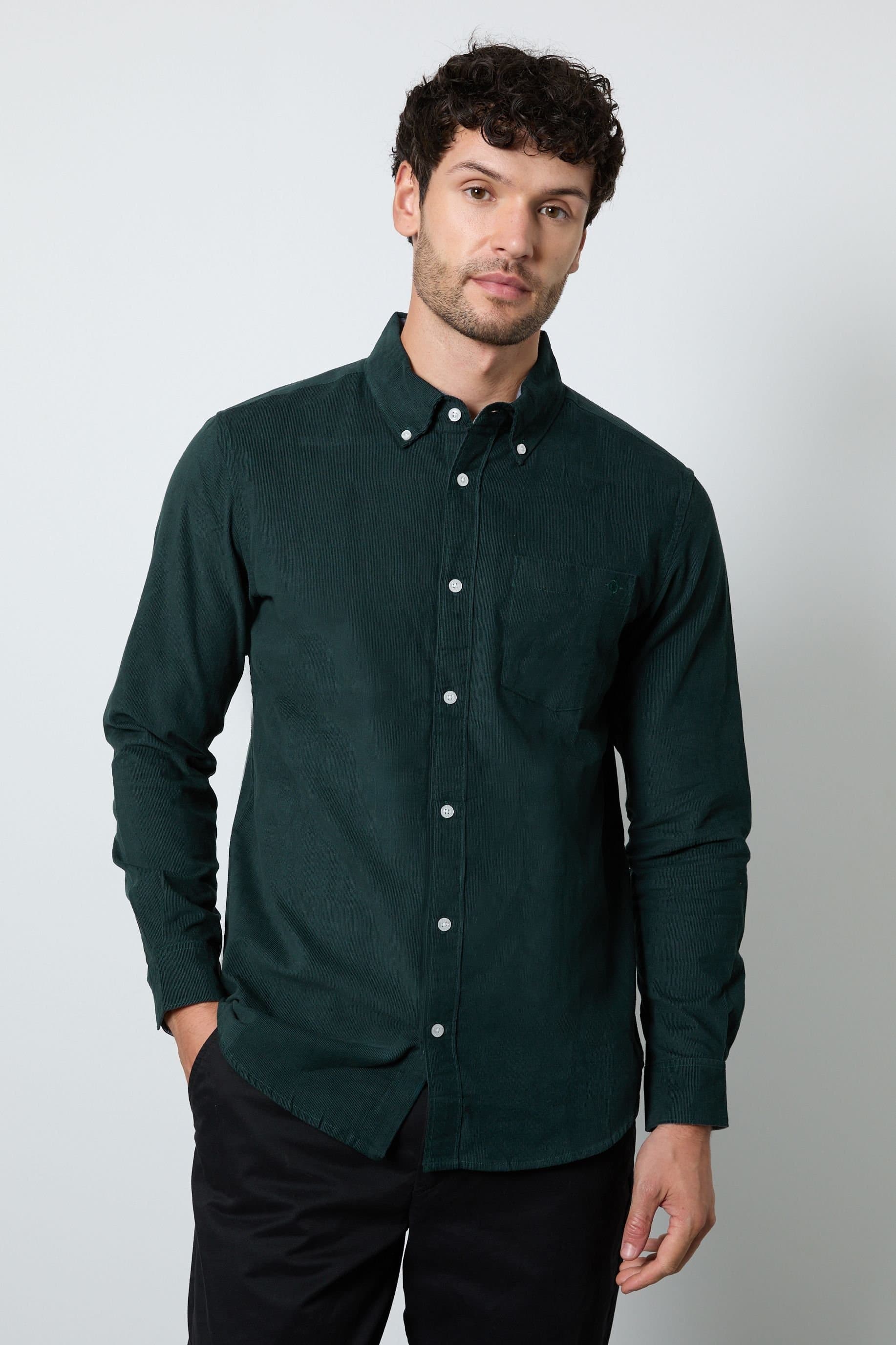 Maine Maine Men's Teal Corduroy Long Sleeve Shirt