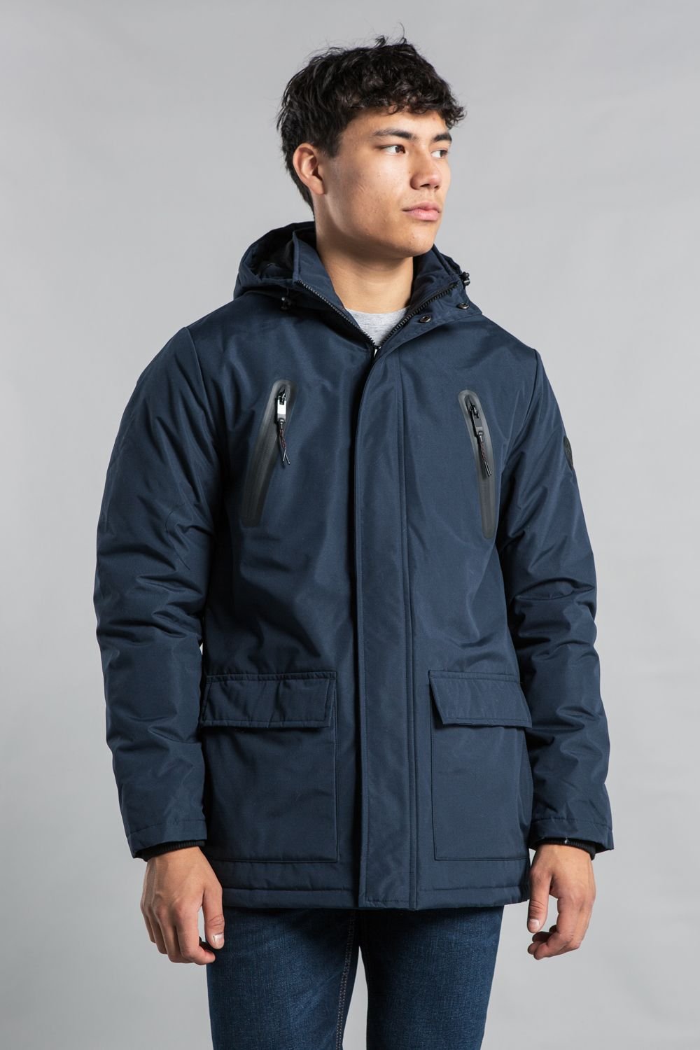 Tokyo Laundry Tokyo Laundry Men's Hooded Padded Jacket with Microfleece Lining in Navy - 2