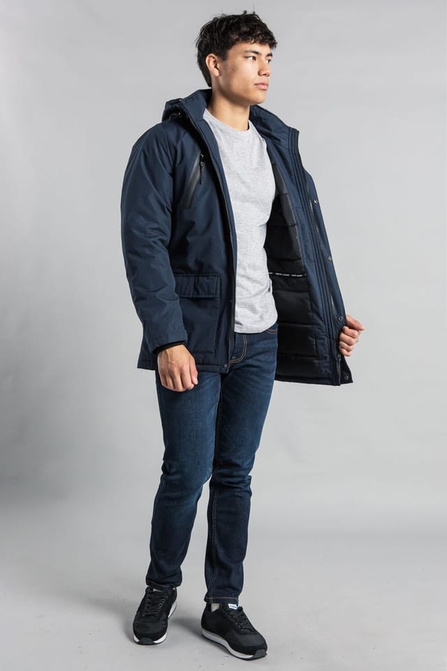 Tokyo Laundry Tokyo Laundry Men's Hooded Padded Jacket with Microfleece Lining in Navy - 3