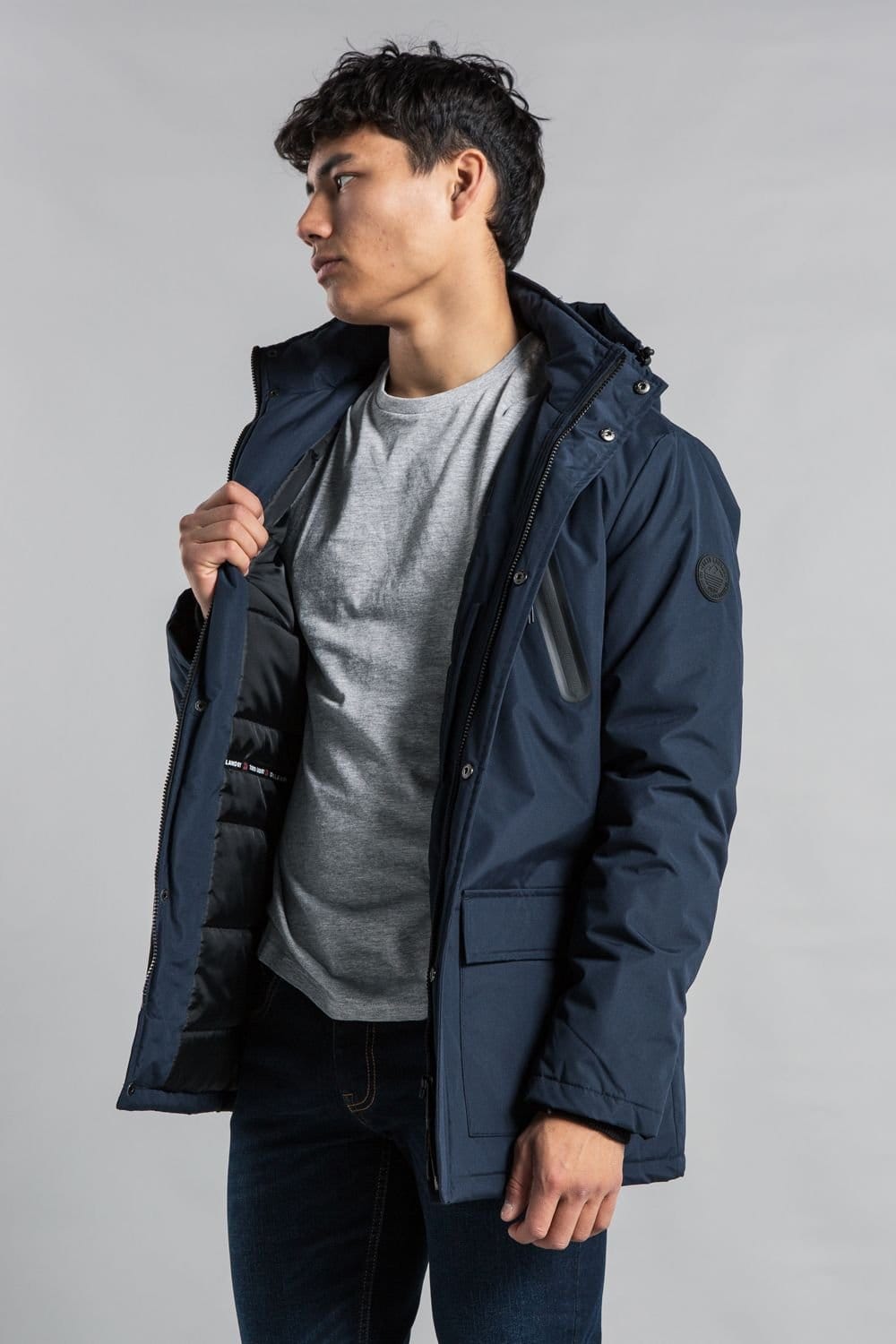 Tokyo Laundry Tokyo Laundry Men's Hooded Padded Jacket with Microfleece Lining in Navy - 4