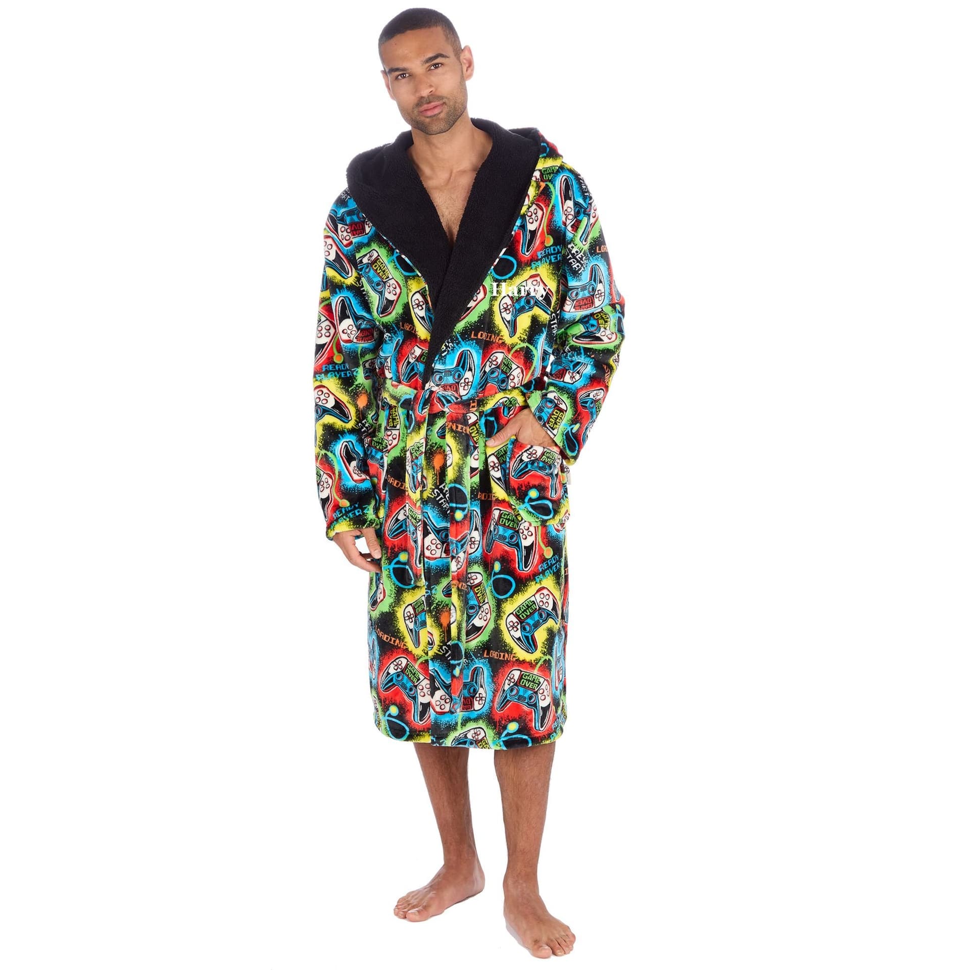 Lulabay Lulabay Men's Personalised Gaming Dressing Gown in Dark Navy