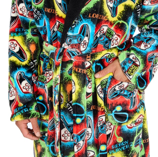 Lulabay Lulabay Men's Personalised Gaming Dressing Gown in Dark Navy - 2