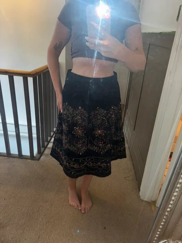 New Look Vintage New Look black embellished sequin low waist y2k skirt