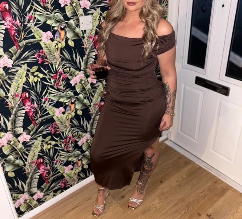 New Look Brown ruched dress