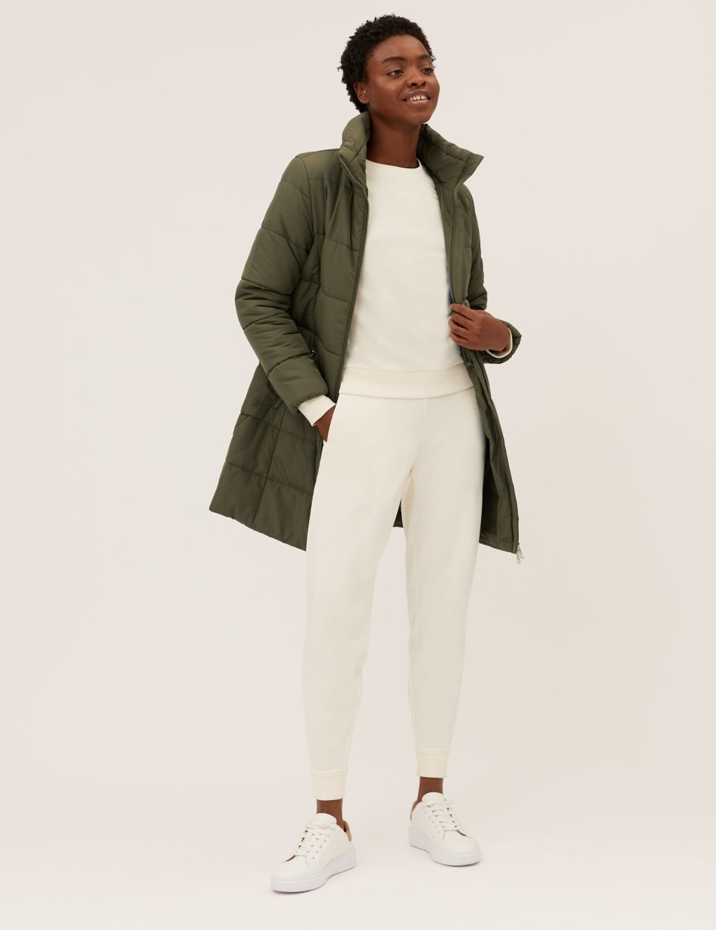 Marks & Spencer M&S Recycled Thermowarmth™ Funnel Neck Coat Hunter Green - 2