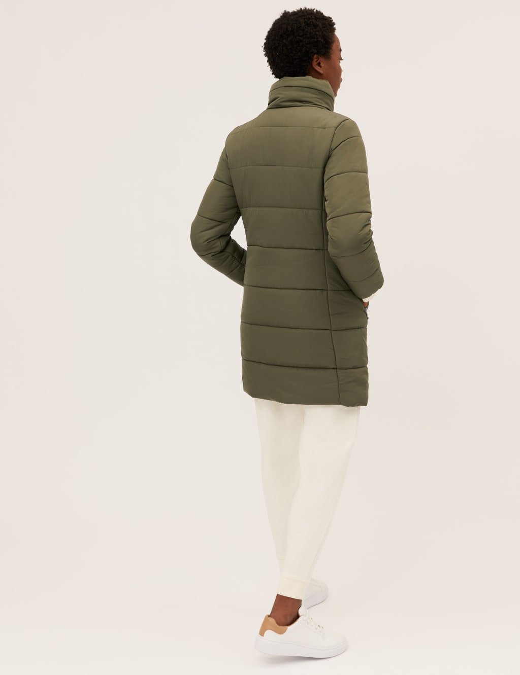Marks & Spencer M&S Recycled Thermowarmth™ Funnel Neck Coat Hunter Green - 4