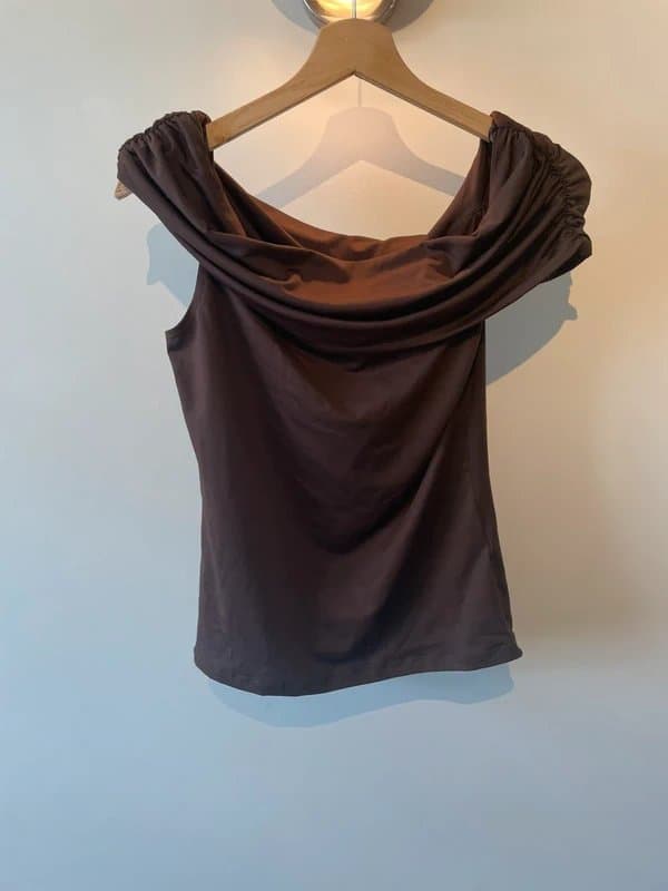 New Look Plum cowl neck top velvet like.