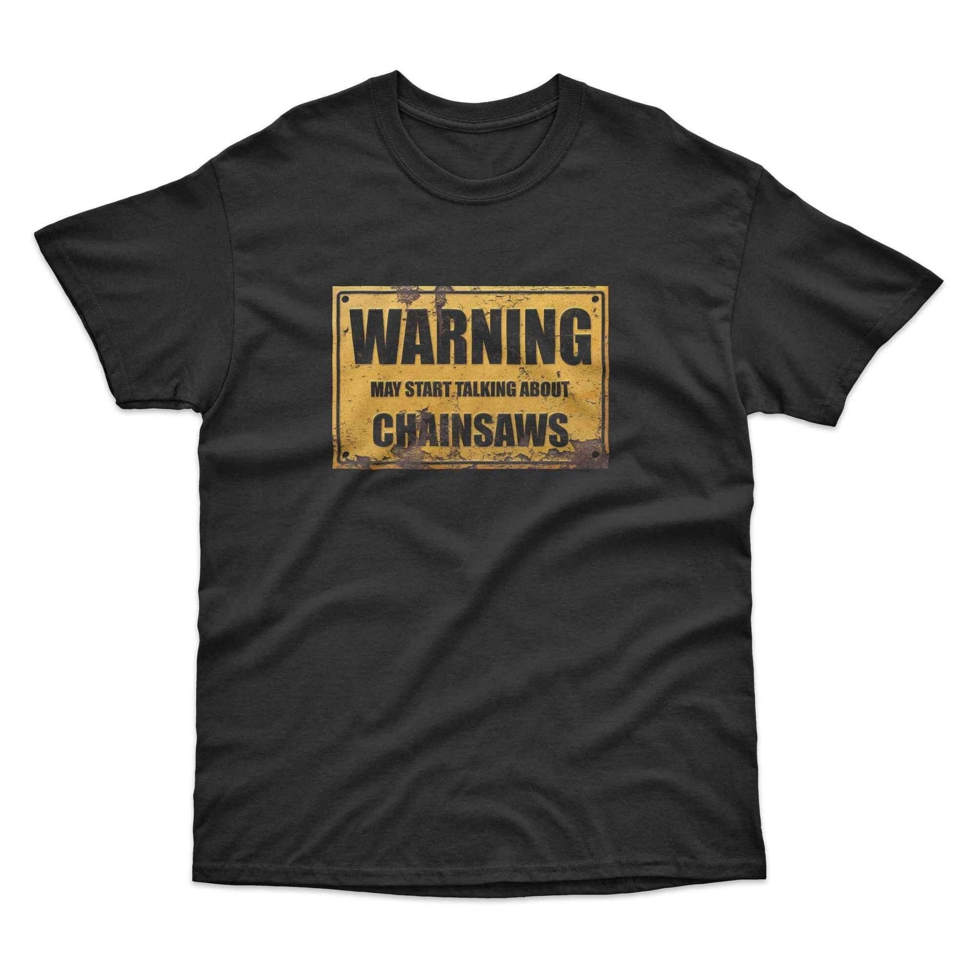 Bad Zebedee Bad Zebedee Men's Warning May Start Talking About Chainsaws T-Shirt in Black - 4