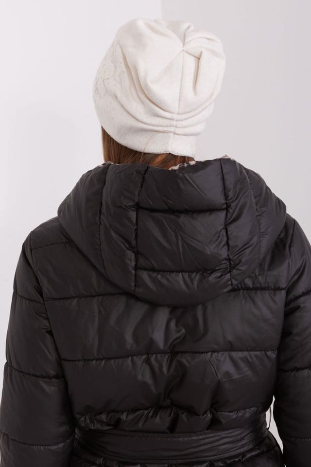 Love Lace Love Lace Women's Warm Winter Cashmere Beanie Hat with Rhinestone Detail Trim in White - 3