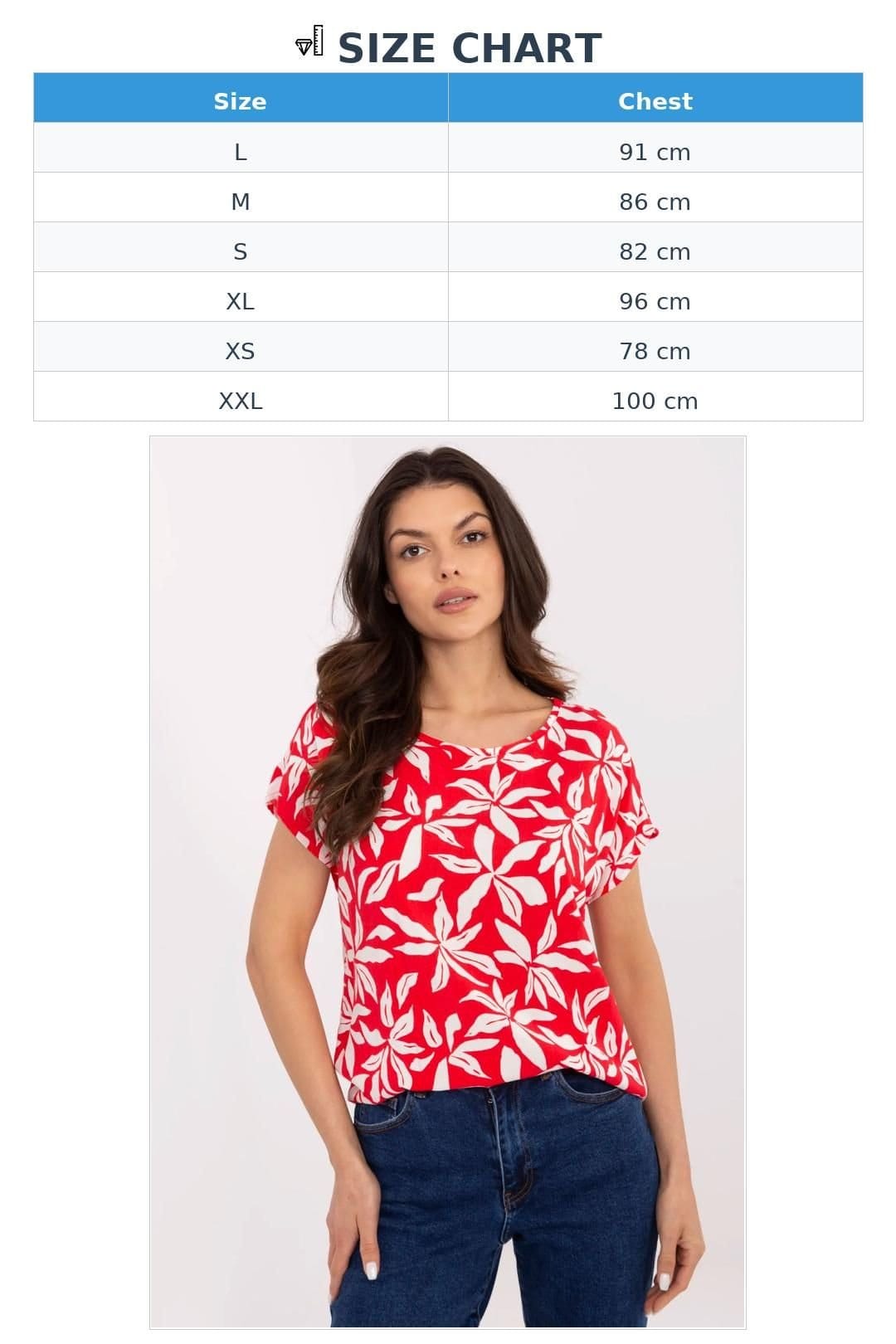 Love Lace Love Lace Women's Natural Viscose Casual Round Neck Blouse in Red - 4