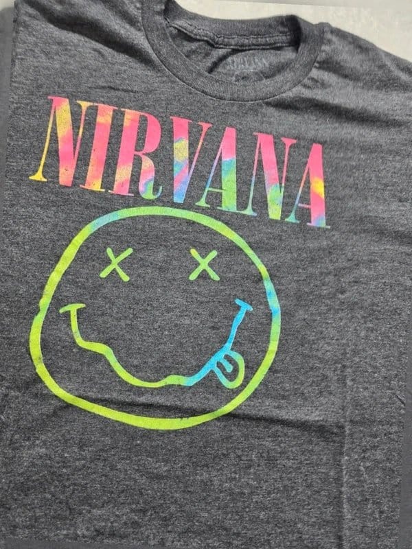 Nirvana Smiley Face Graphic T-Shirt Men's Black