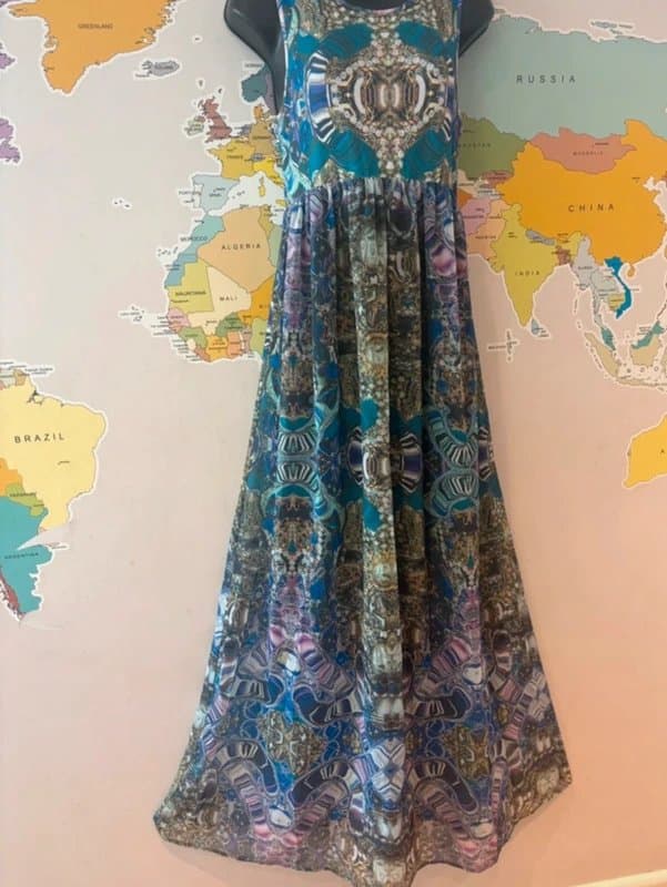 Ted Baker Ted Baker Blue Jewel Print Maxi Dress Size 1 UK 8 Designer Baroque Occasion Dress