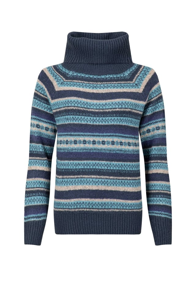 Weird Fish Weird Fish Women's Annecy Fair Isle Roll Neck Jumper in Navy - 2