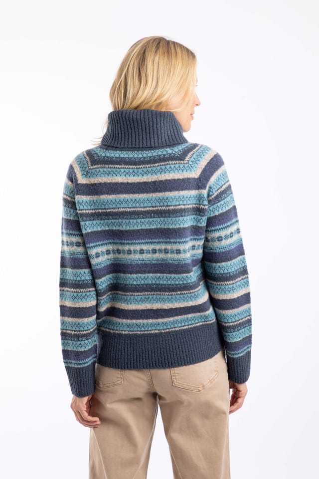 Weird Fish Weird Fish Women's Annecy Fair Isle Roll Neck Jumper in Navy - 3