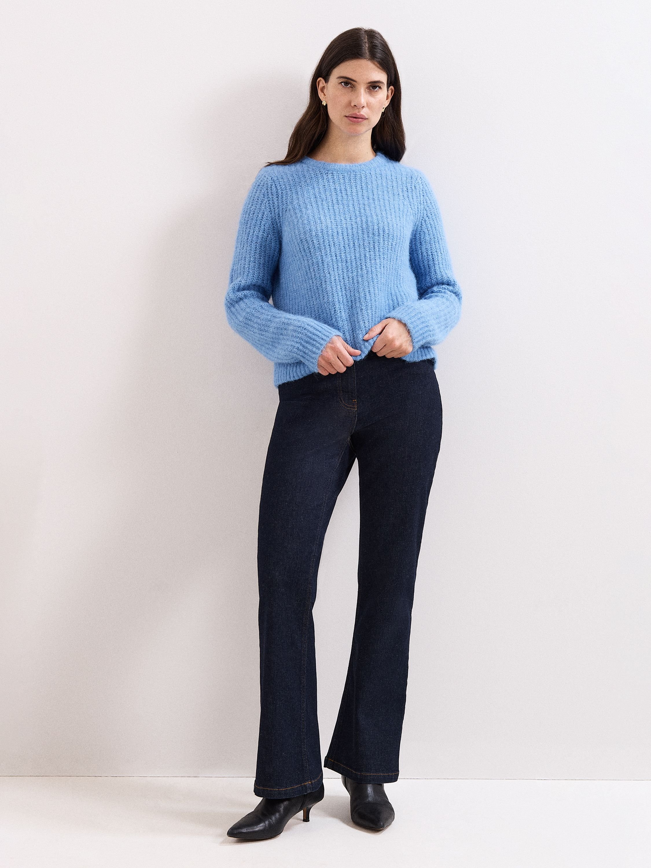 Phase Eight Phase Eight Women's Billie Ribbed Knitted Crew Jumper in Baby Blue - 2