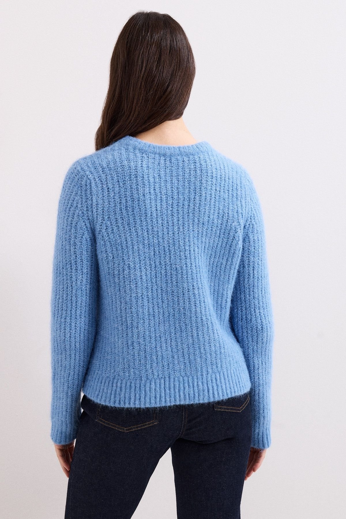 Phase Eight Phase Eight Women's Billie Ribbed Knitted Crew Jumper in Baby Blue - 3