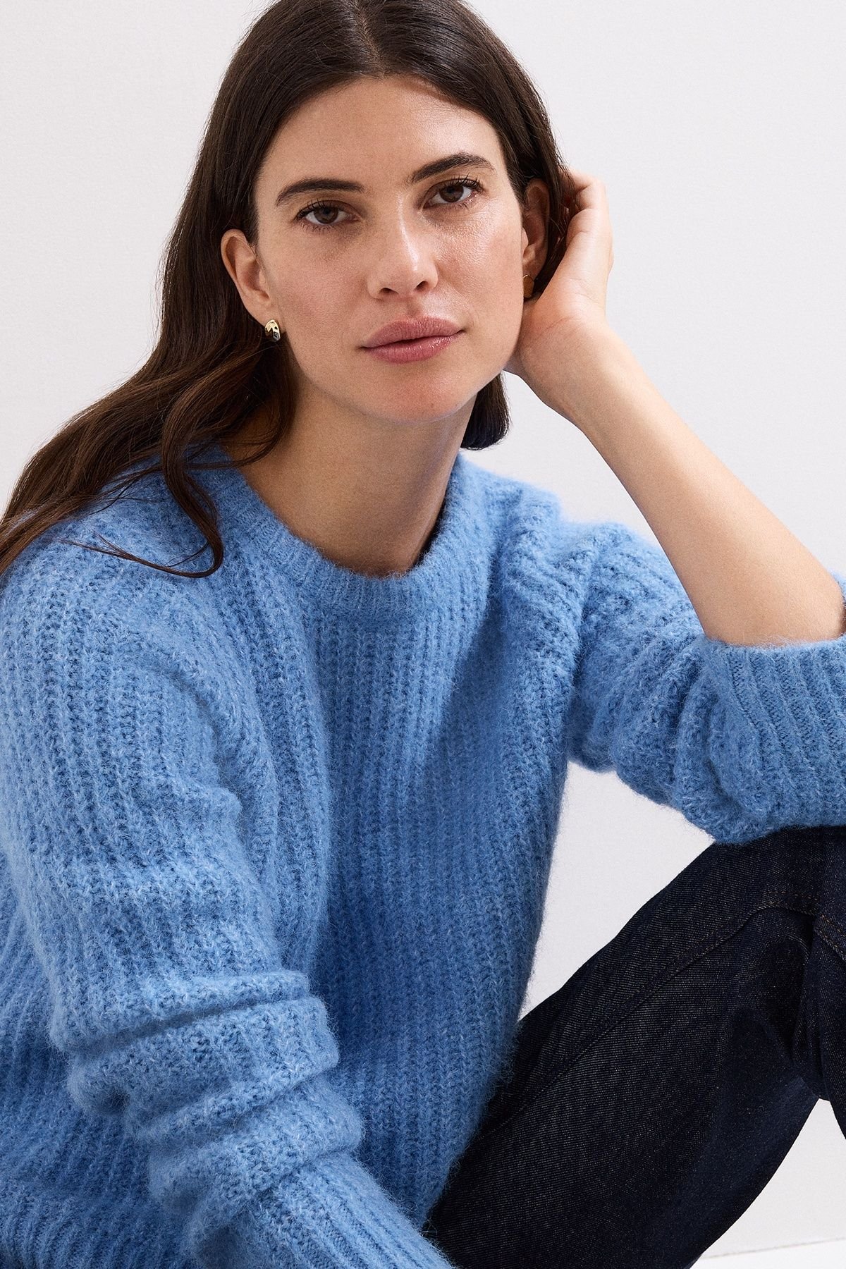 Phase Eight Phase Eight Women's Billie Ribbed Knitted Crew Jumper in Baby Blue - 4