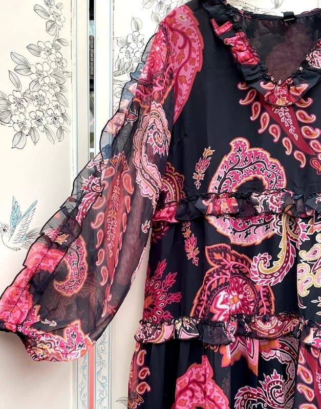 River Island SoldOut! River Island Paisley Smock Tiered Dress Party Wedding Holiday Dinner Date Statement