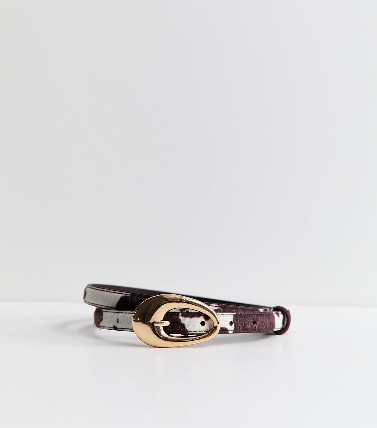 New Look New Look Brown Faux Leather Cow Print Belt