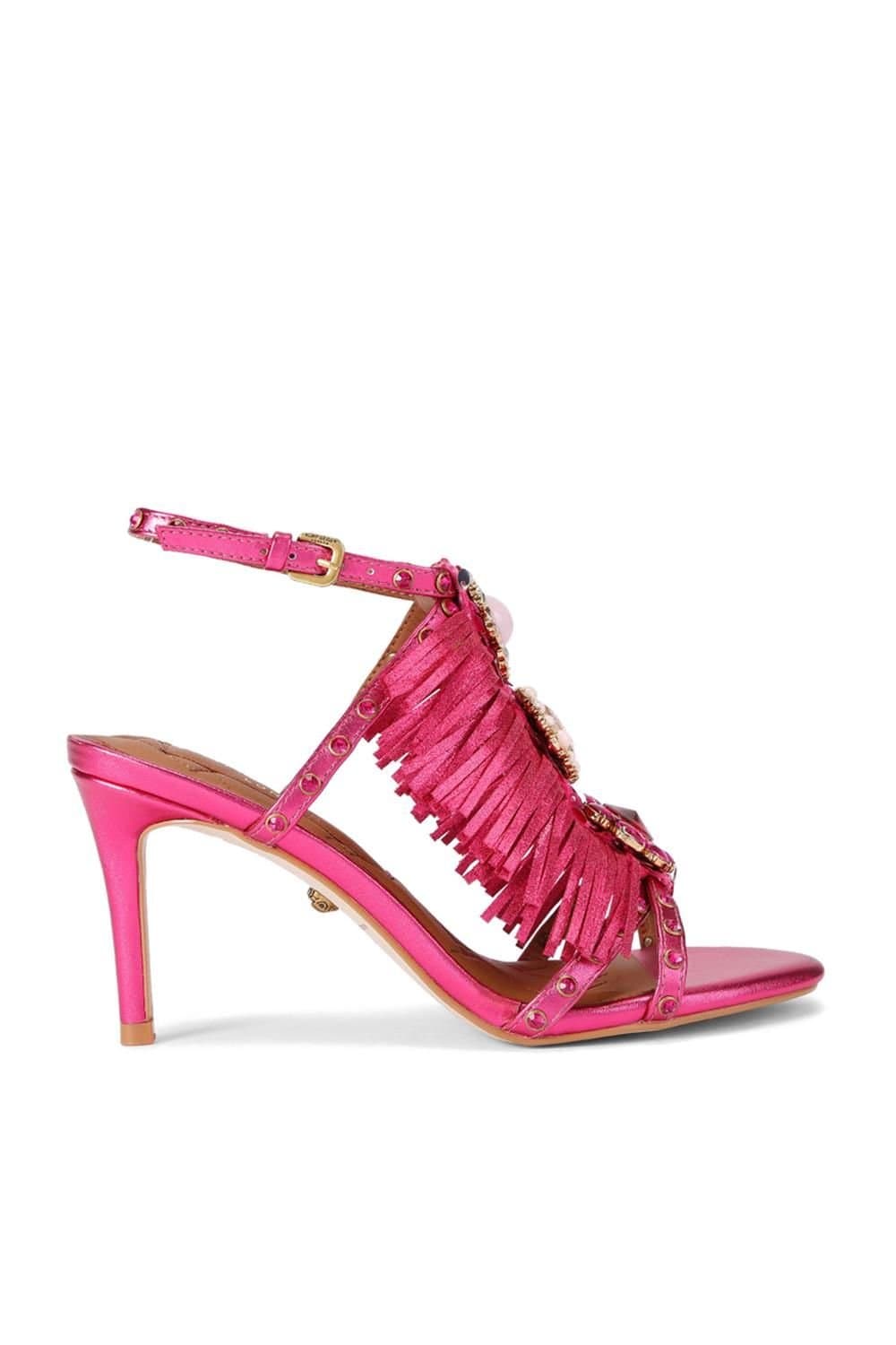 Kurt Geiger London Kurt Geiger London Women's 'Jewel Fringe Sandal' Heels in Fuchsia