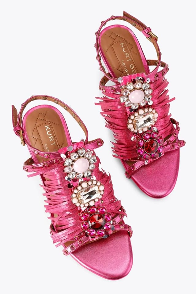 Kurt Geiger London Kurt Geiger London Women's 'Jewel Fringe Sandal' Heels in Fuchsia - 2