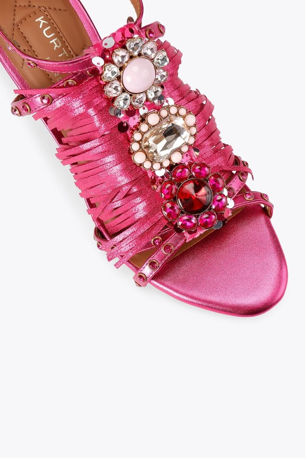 Kurt Geiger London Kurt Geiger London Women's 'Jewel Fringe Sandal' Heels in Fuchsia - 4