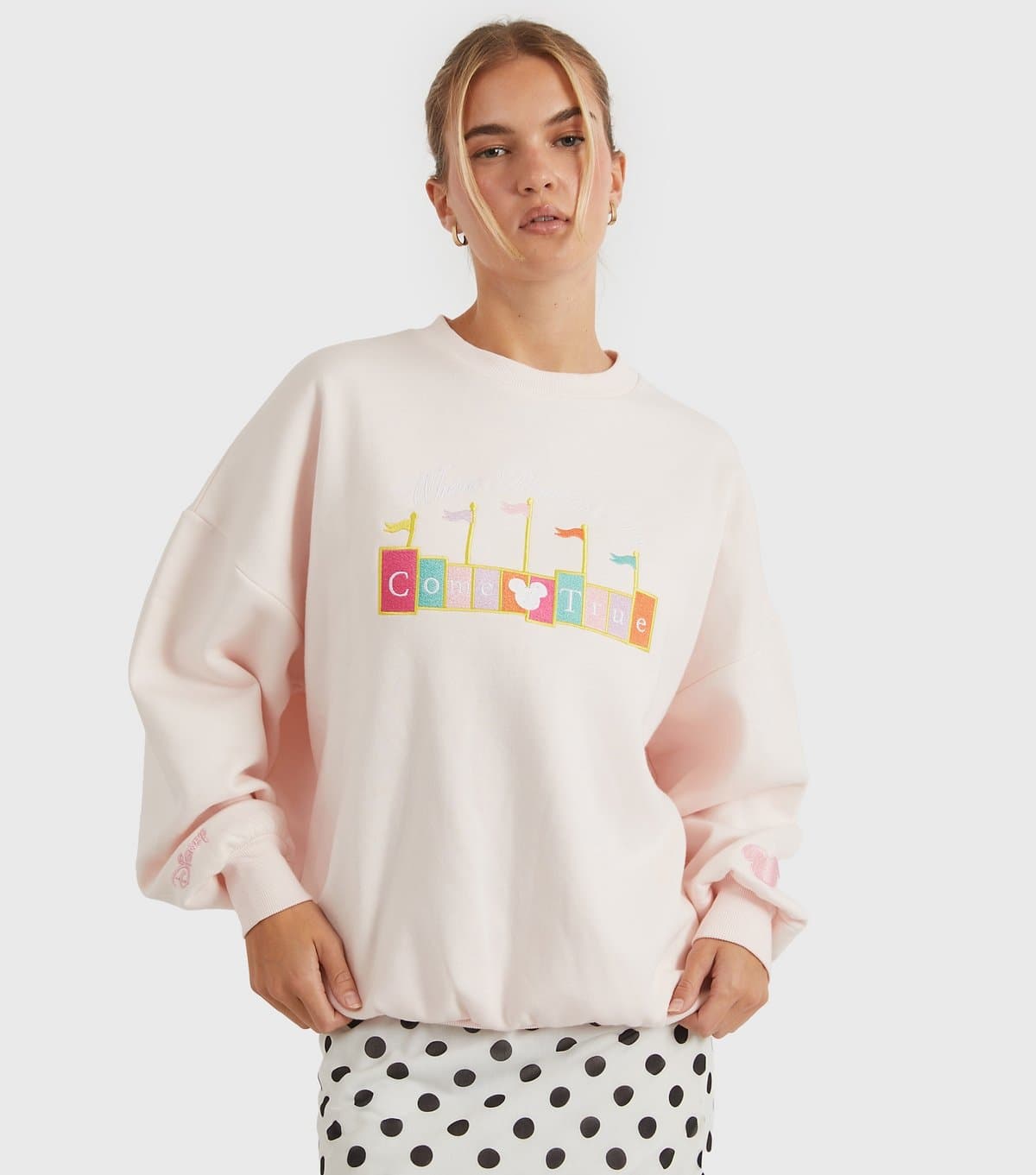 Skinnydip Women's Light Pink Disney Where Dreams Do Come True Sweatshirt Skinnydip New Look